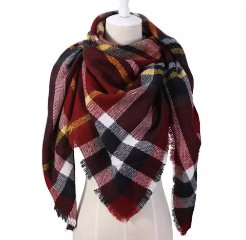 Burgundy nights triangular luxury blanket scarf