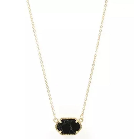 Black Oval/ Geometric Marble Choker/ Necklace
