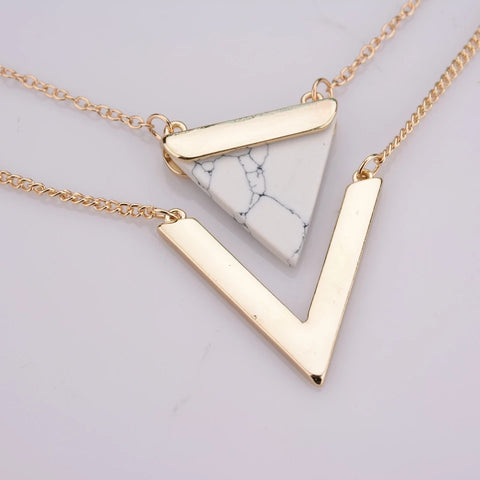 Layered Marble Triangle Choker/ Necklace