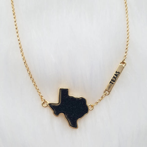 Midnight Black Texas Druzy Necklace