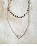 Silver Layered Disc Choker With A Karma Pendant layered necklace