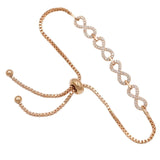 Rose Gold Cubic Zirconia Infinity Adjustable Bracelet