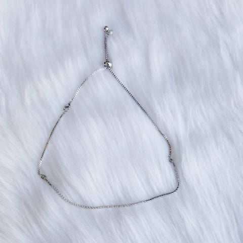 Silver Cubic Zirconia Adjustable Choker Necklace
