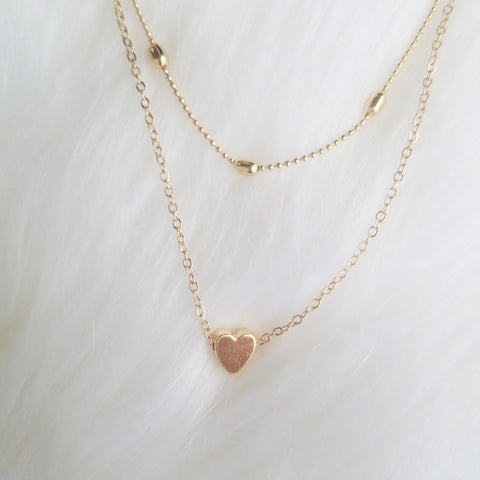 Gold Layered Heart Choker Necklace