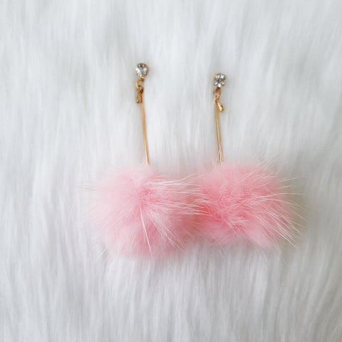 Baby Pink Pom Earrings