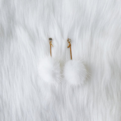 White Out Pom Earrings