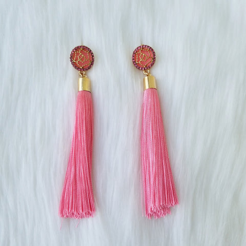 Bright Pink Tassel Earrings