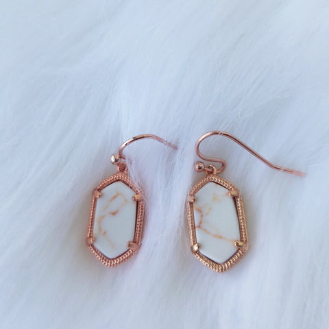 Pink and White Marble Earrings