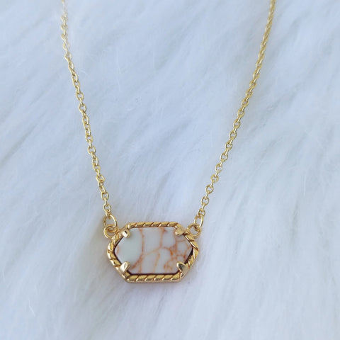 White and Pink Oval/Geometric Marble Choker/ Necklace