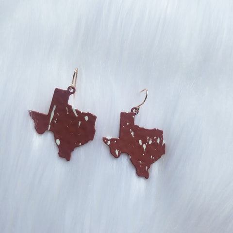 Brown and White Texas Earrings