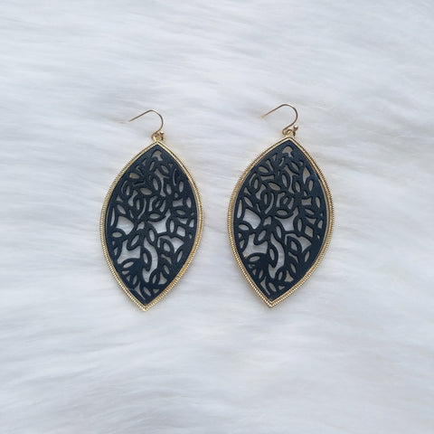 Black Leather and Gold Earrings