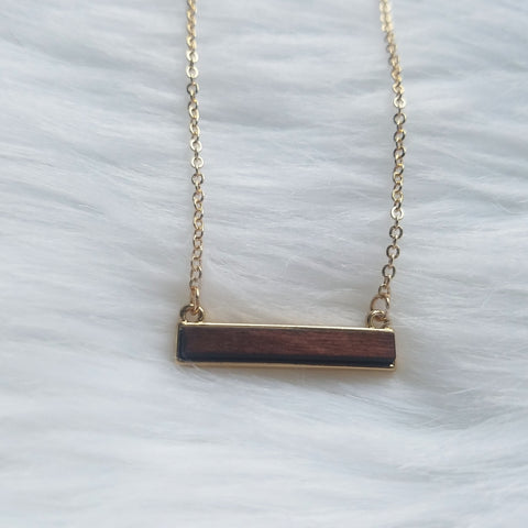 Wood Pendant Bar Necklace