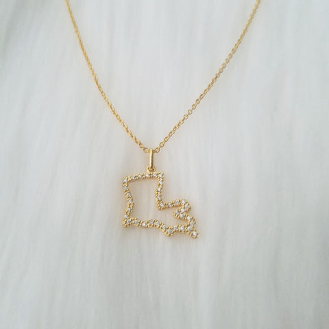 Gold Louisiana cubic zirconia adjustable choker necklace