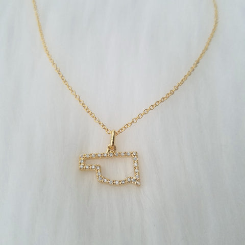 Gold Oklahoma cubic zirconia adjustable choker necklace