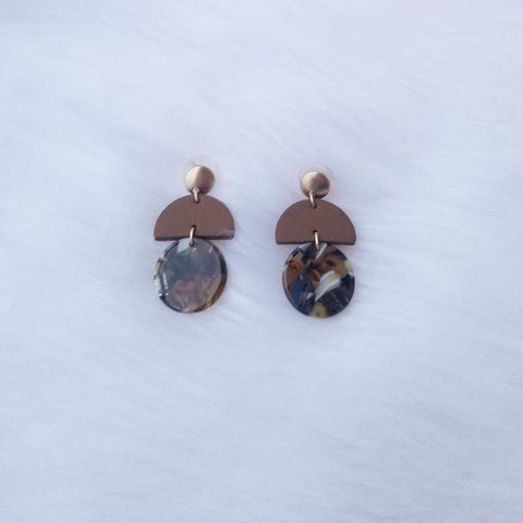 Brown tortoise shell acrylic earrings