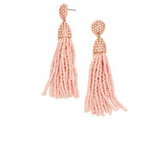 Trendy Pink Beaded Tassel Earrings