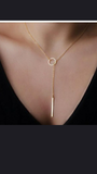 Stunning Gold Bar Circle Simple "Y" Shaped Choker / Necklace