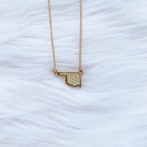 Gold druzy Oklahoma necklace