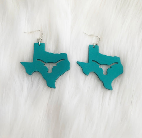 Turquoise Texas leather earrings