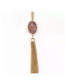 Chic Pink Druzy Pendance Tassel Necklace