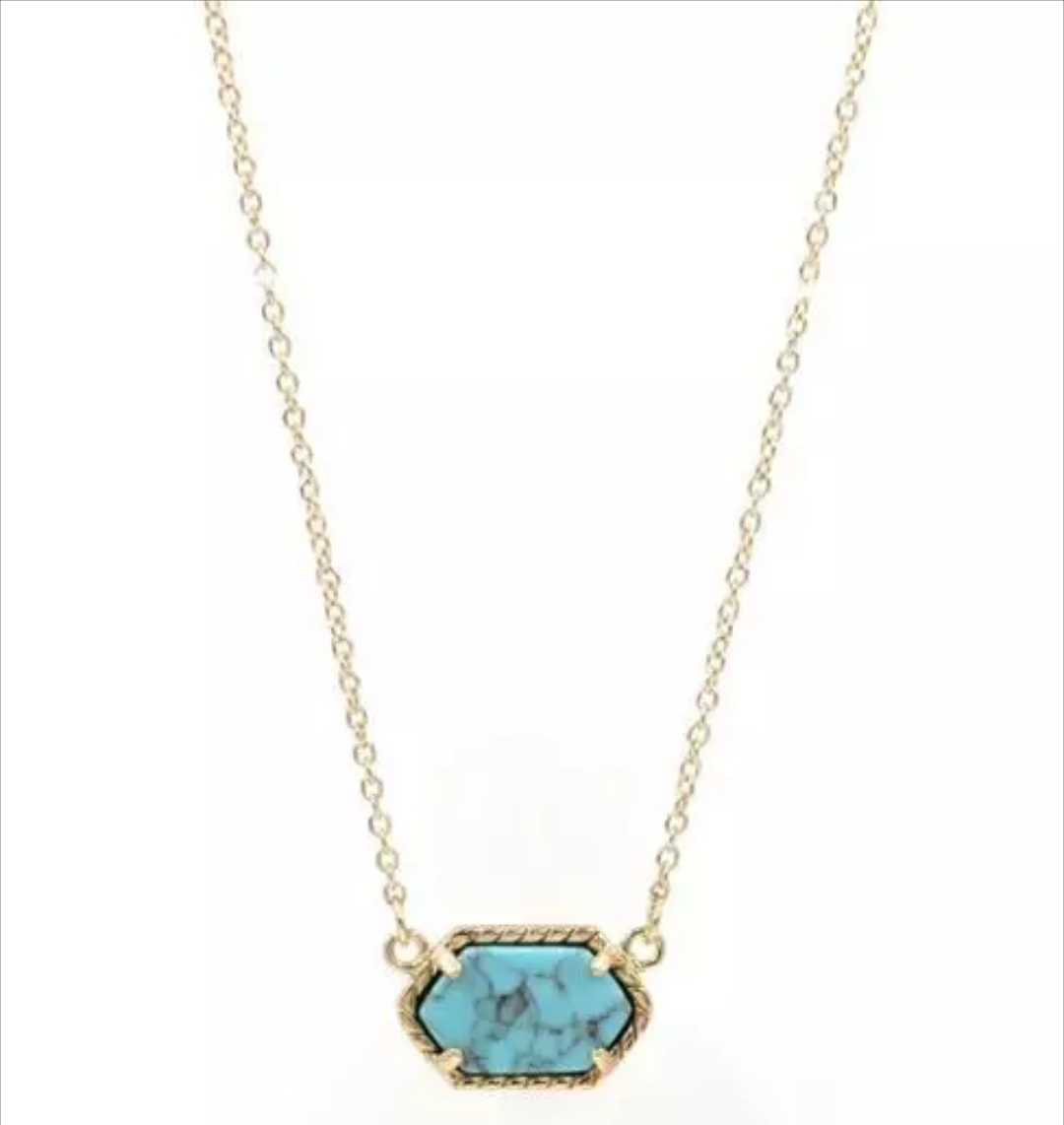 Turquoise Oval/ Geometric Choker/ Necklace – Kennedy Charm