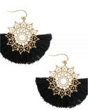 Gold and black tassel earrings