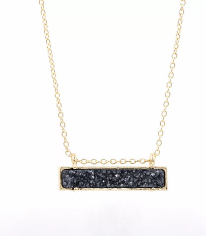 Dark Charcoal Druzy Pendant Necklace