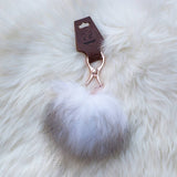 C.C Faux Fox Fur Pom Pom Ball Rose Gold Tone Handbags Bag Key Ring Chains