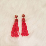 Red Beaded Tassel Earrings