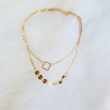 Beautiful layered disc necklace with a square/ diamond pendant choker