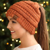 CC Messy Bun Burnt Orange/ Rust Confetti Beanie