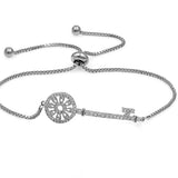 Silver Cubic Zirconia Key Adjustable Bracelet