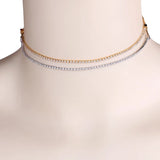 Silver Cubic Zirconia Adjustable Choker Necklace