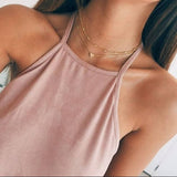 Gold Layered Heart Choker Necklace