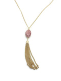 Chic Pink Druzy Pendance Tassel Necklace