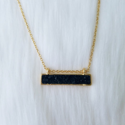 Midnight Black Druzy Pendant Necklace