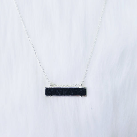 Black Resin Druzy Bar Pendant