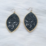 Black Leather and Gold Earrings