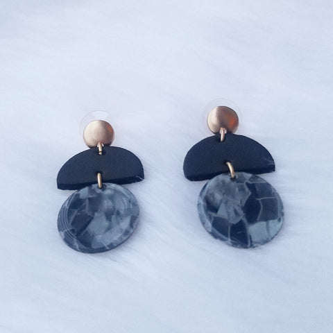 Gray tortoise shell acrylic earrings