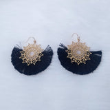 Gold and black tassel earrings