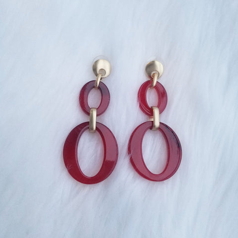 Classy red and gold acrylic tortoise shell earrings