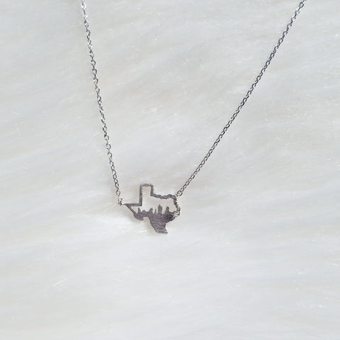 Silver Texas skyline necklace