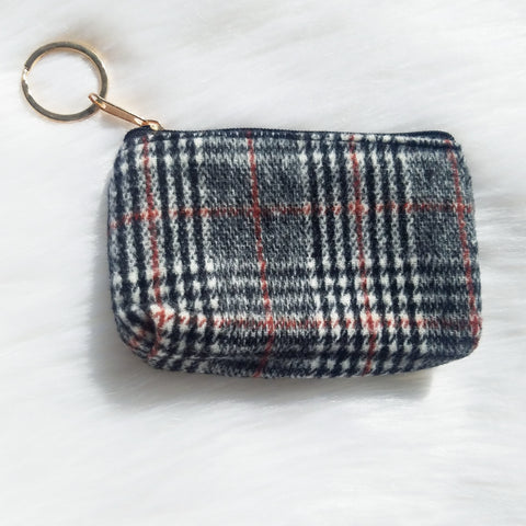 Plaid coin purse key chain