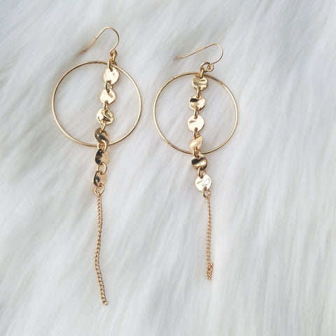 Classy disc hoop dangly earrings