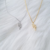 Gold cubic zirconia cactus necklace