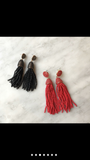 Red Beaded Tassel Earrings