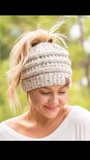 CC Messy Bun Ivory Confetti Beanie