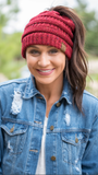 CC Messy Bun Burgundy Confetti Beanie