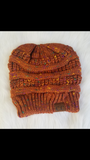 CC Messy Bun Burnt Orange/ Rust Confetti Beanie