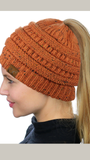 CC Messy Bun Burnt Orange/ Rust Confetti Beanie